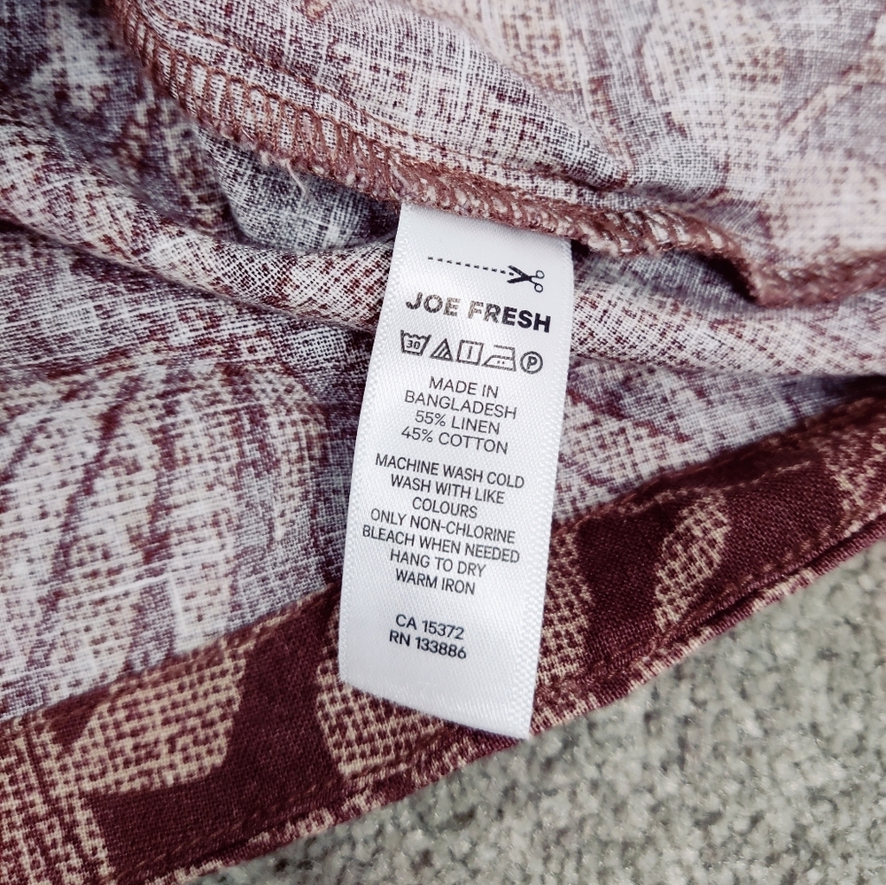 Joe Fresh Burgundy Floral Print Short-Sleeve Midi Dress - Picture 10 of 10